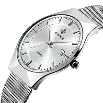 Men's Quartz Watch with Calendar and Mesh Strap