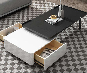 Modern combination tea table Italian simple square high and low tea table modern paint living room small table small apartment. - Gustobene