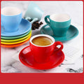 80ml Espresso Mug Italian Simplicity Color Ceramic Small Capacity Cup And Saucer Set Household Restaurant Coffee Cups With Spoon - Gustobene