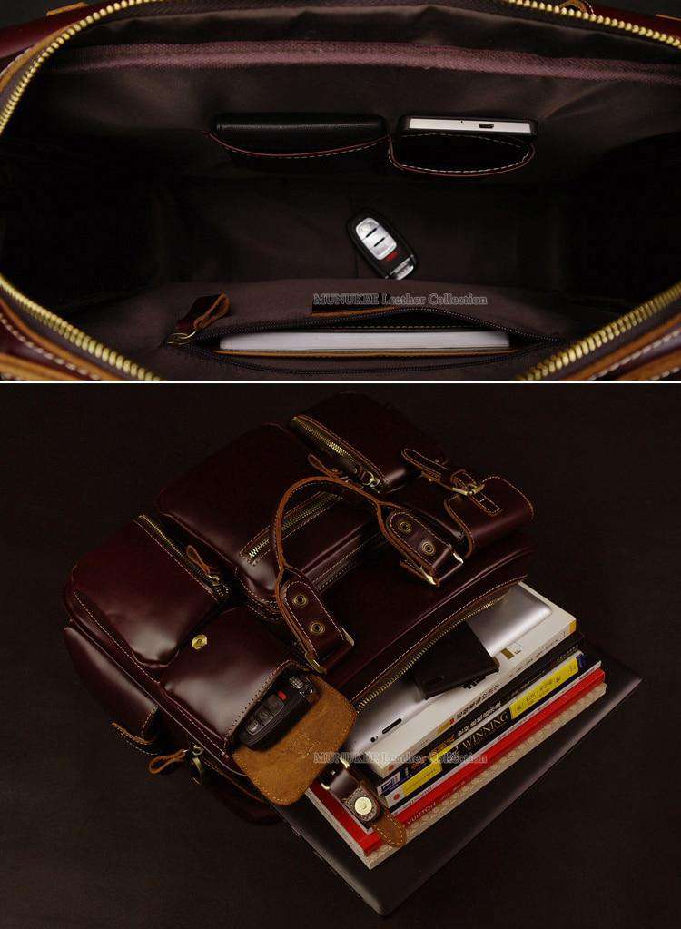 Luxury Genuine Leather Men's Travel Italian Bags - Gustobene