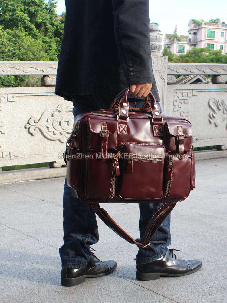 Luxury Genuine Leather Men's Travel Italian Bags - Gustobene