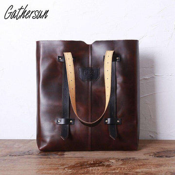 Original Design Women Shoulder Bag Leather Vintage Top-handle Bags Italian Genuine Leather Ladies Tote Bag  Leather Handbags - Gustobene