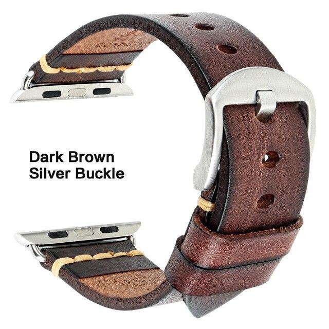 Handmade Italian Cow Leather Strap Watch Band For Apple Watch 44mm 40mm 42mm 38mm Series 5 4 3 2 iWatch Watchbands - Gustobene