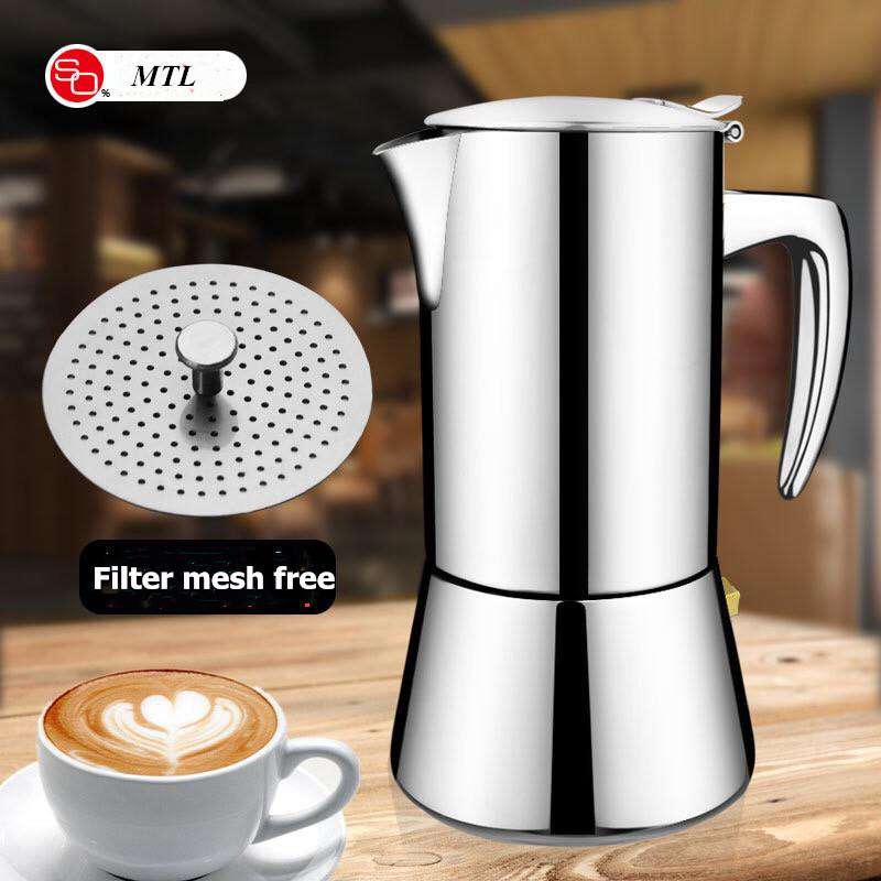 geyser coffee maker induction cooker 300ML 304 Stainless Steel espresso coffee maker Coffee pot  Moka Pot italian coffee machine - Gustobene