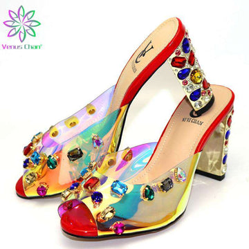 2019 New Red Color Italian Shoes With Matching Bags African Women High Heels Shoes and Bags Set For Prom Party Summer Sandal - Gustobene