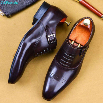 QYFCIOUFU 2019 Mens Italian Dress Shoes Genuine Leather Handmade  Men Monk Shoe Office Formal Wedding Party Mens Oxford Shoes