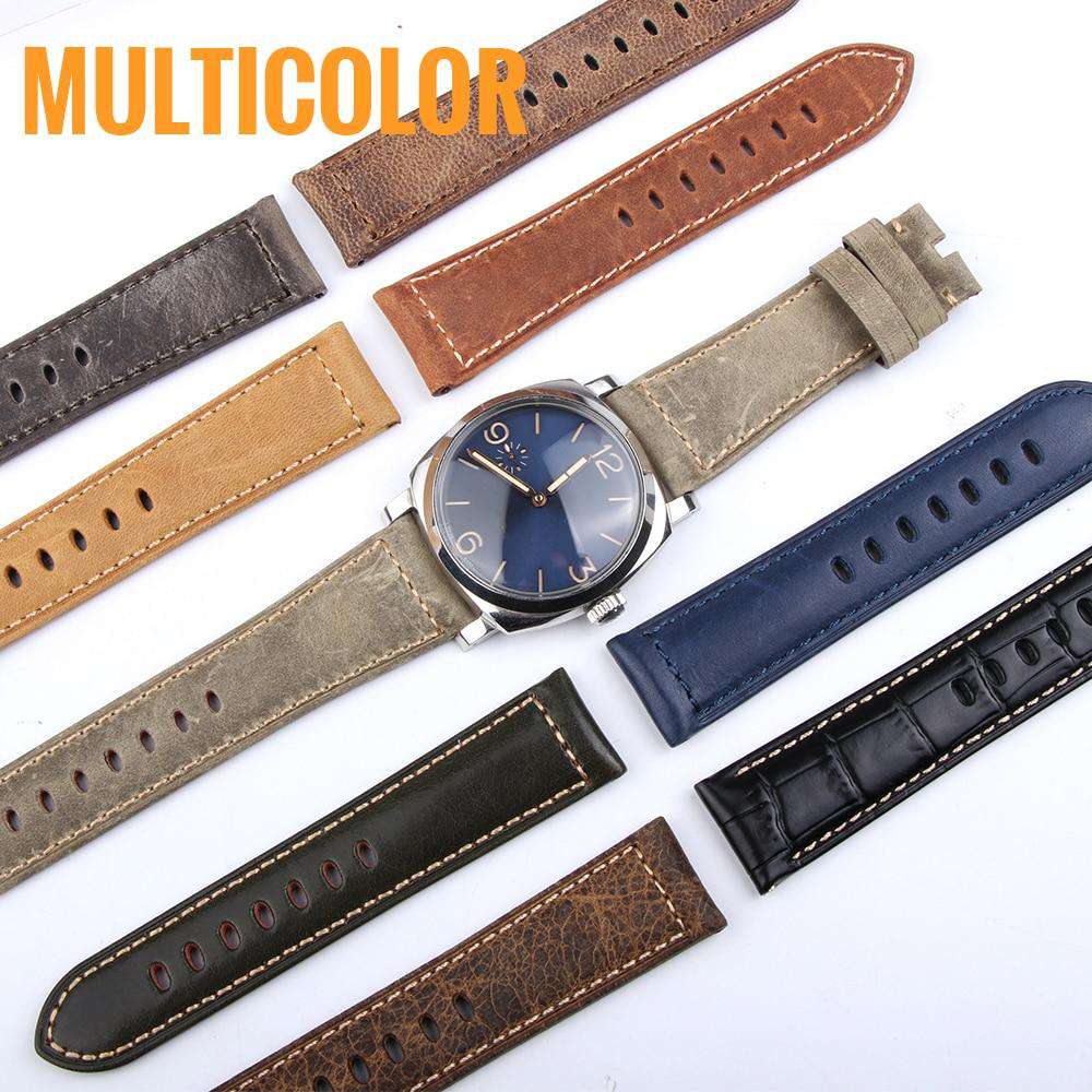 24MM Italian Retrol Cow Leather Watchband for Luxury Universal Watches Strap Band For P-anerai Man PAM Bracelet Handmade Tool - Gustobene