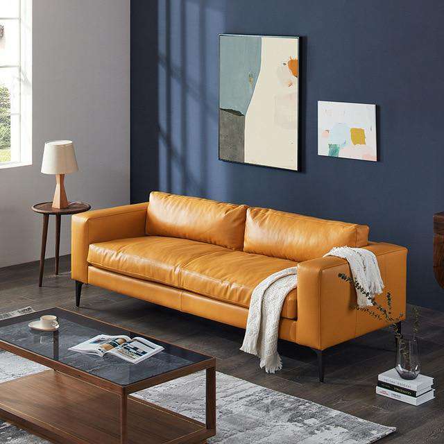 Foshan Italian minimalist modern small apartment living room fake leather sofa Nordic three seater pu  sofa - Gustobene