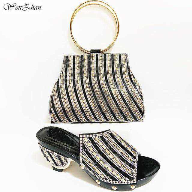 Newest Fashion Italian shoes and bag set wholesale Sky blue color for wedding shoes and matching purse 38-42 WENZHAN 912-30