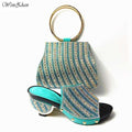 Newest Fashion Italian shoes and bag set wholesale Sky blue color for wedding shoes and matching purse 38-42 WENZHAN 912-30