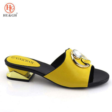 New Arrival Italian Nigerian Party Shoes Without Bag Set Yellow Color Fashion Slipper Wedding African Shoes Not Matching Bag Set
