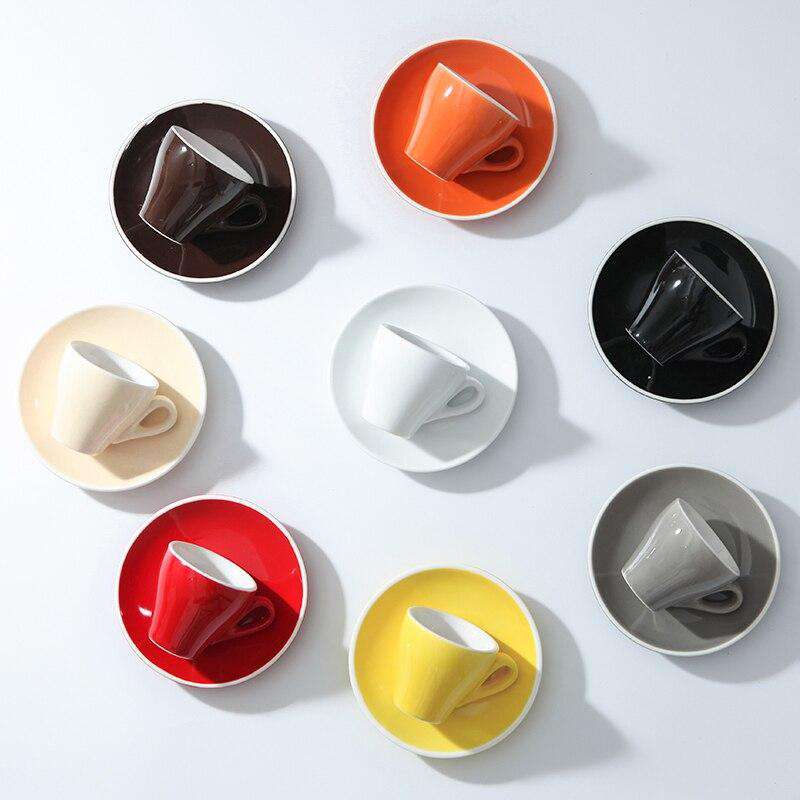 Espresso cup Italian small ceramic latte cappuccino cup saucer set single mini espresso coffee shop cafe drinkware - Gustobene