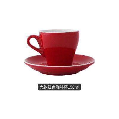 Espresso cup Italian small ceramic latte cappuccino cup saucer set single mini espresso coffee shop cafe drinkware - Gustobene