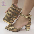 Sliver shining crystal Italian shoes with matching bag lady matching shoe and bag Sets Italy African shoes and bag set for party