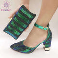 Sliver shining crystal Italian shoes with matching bag lady matching shoe and bag Sets Italy African shoes and bag set for party