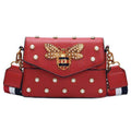 Women's Pearl Bee Leather Handbags Crossbody Bags for Women 2020 Italian Style Luxury Chain Clutch Designer Female Shoulder Bag - Gustobene