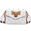Women's Pearl Bee Leather Handbags Crossbody Bags for Women 2020 Italian Style Luxury Chain Clutch Designer Female Shoulder Bag - Gustobene
