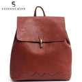 SC High Quality Italian Cow Leather Backpack For Women Fashion Girls School Bags Leather Flap Metal Lock Large Shoulder knapsack - Gustobene