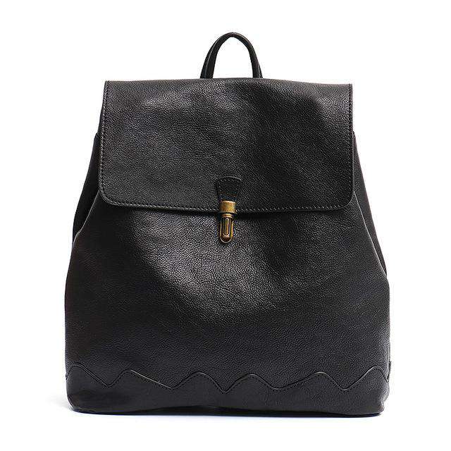 SC High Quality Italian Cow Leather Backpack For Women Fashion Girls School Bags Leather Flap Metal Lock Large Shoulder knapsack - Gustobene