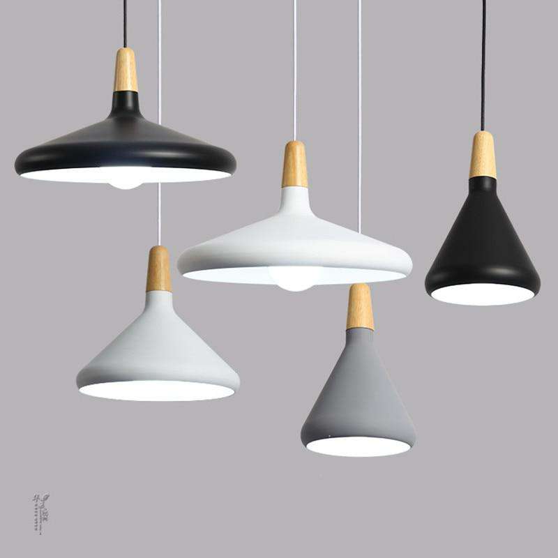 Modern Simple pendant lamps E27 Aluminum wood pendant lights italian lamp Home restaurant counter decoration lighting - Gustobene