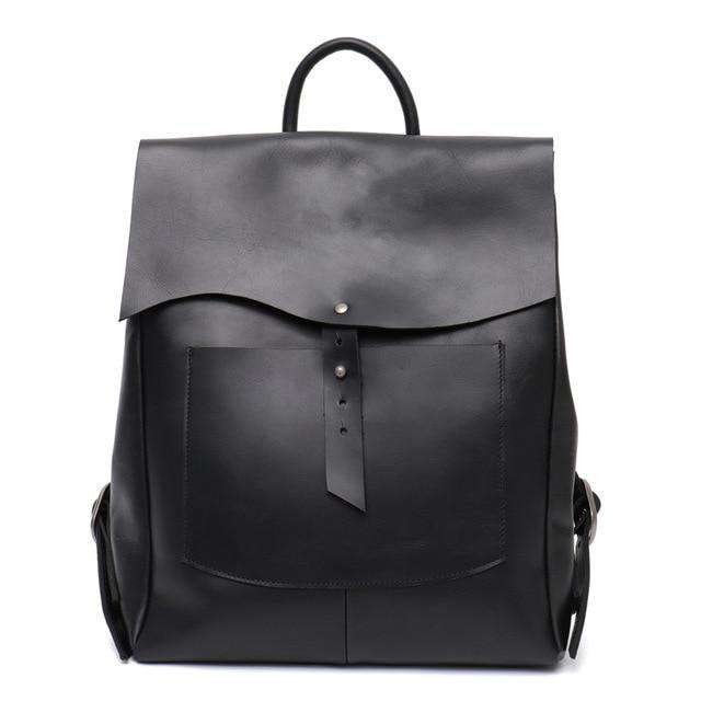 SC Women Italian Leather Backpack Vintage Retro Style Flap Buckle Large Shoulder Bags School Life Travel Holiday Knapsacks - Gustobene
