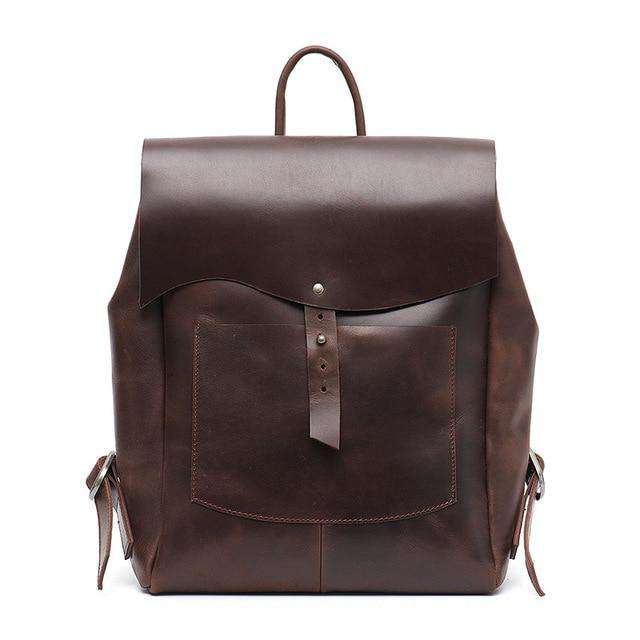 SC Women Italian Leather Backpack Vintage Retro Style Flap Buckle Large Shoulder Bags School Life Travel Holiday Knapsacks - Gustobene