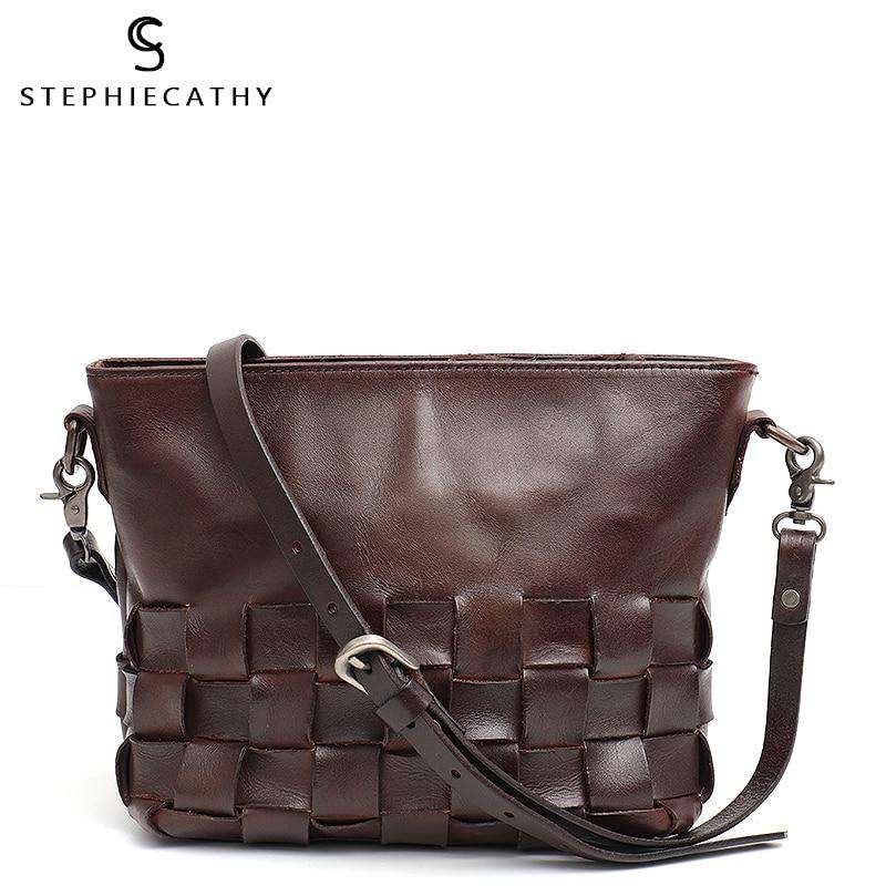 SC Luxury Leather Women Messenger Bag Handmade Retro Small Ladies Handbag Classic Italian Cow Leather Vintage Shoulder Crossbody - Gustobene