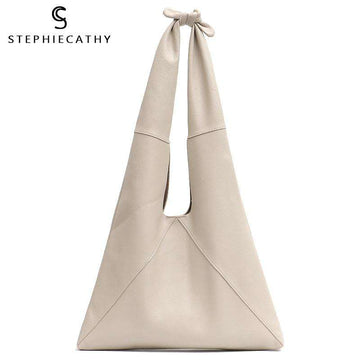 SC Knotted Handle Cow Leather Hobo Bag Femal High Quality Luxury Design Brand Genuine Italian Leather Big Women Shoulder Bags - Gustobene