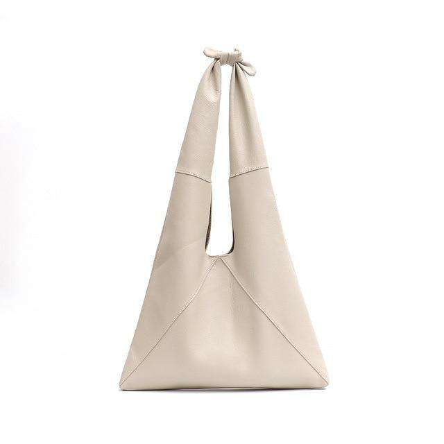 SC Knotted Handle Cow Leather Hobo Bag Femal High Quality Luxury Design Brand Genuine Italian Leather Big Women Shoulder Bags - Gustobene