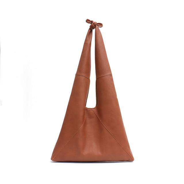 SC Knotted Handle Cow Leather Hobo Bag Femal High Quality Luxury Design Brand Genuine Italian Leather Big Women Shoulder Bags - Gustobene