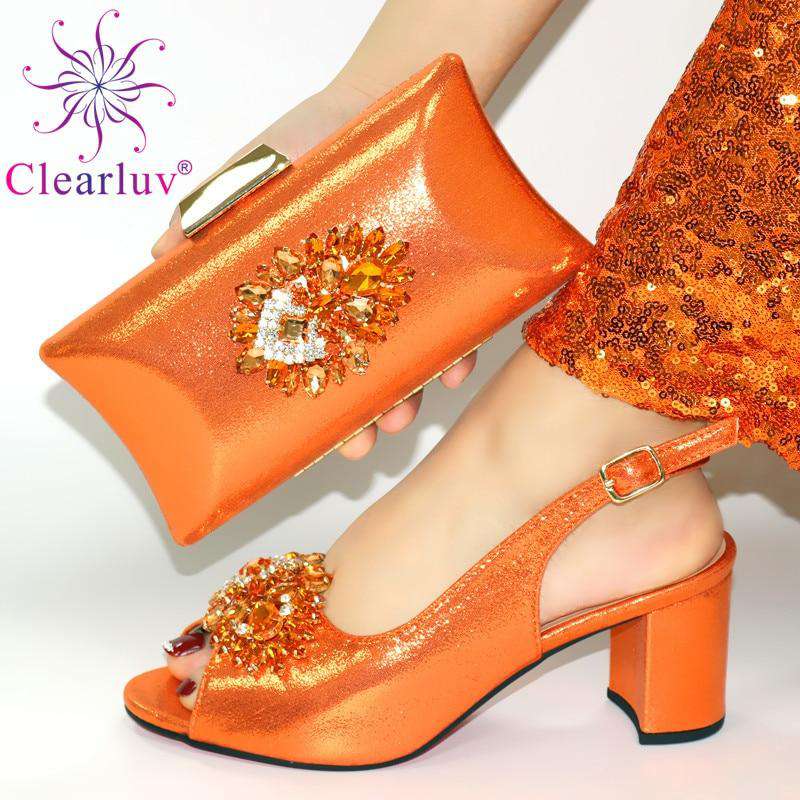 Latest ORANGE Shoe Italian Shoe and Bag Set for Party In Women Wedding Latest ORANGE Shoe Italian Shoe and Bag Set for Party In Women Wedding