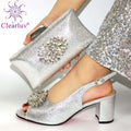 Latest ORANGE Shoe Italian Shoe and Bag Set for Party In Women Wedding Shoes Bride Cristal High Quality African Wedding Shoes