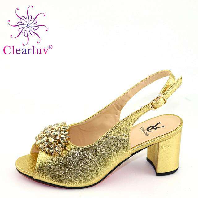 Latest ORANGE Shoe Italian Shoe and Bag Set for Party In Women Wedding Shoes Bride Cristal High Quality African Wedding Shoes