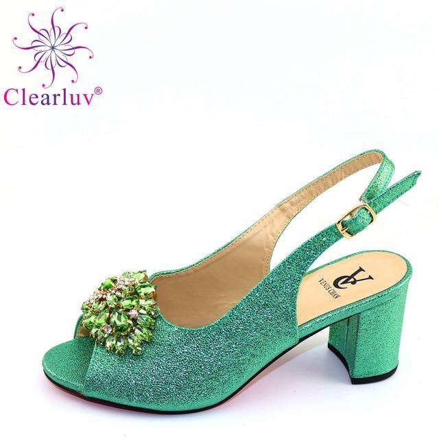 Latest ORANGE Shoe Italian Shoe and Bag Set for Party In Women Wedding Shoes Bride Cristal High Quality African Wedding Shoes