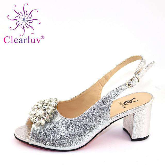 Latest ORANGE Shoe Italian Shoe and Bag Set for Party In Women Wedding Shoes Bride Cristal High Quality African Wedding Shoes