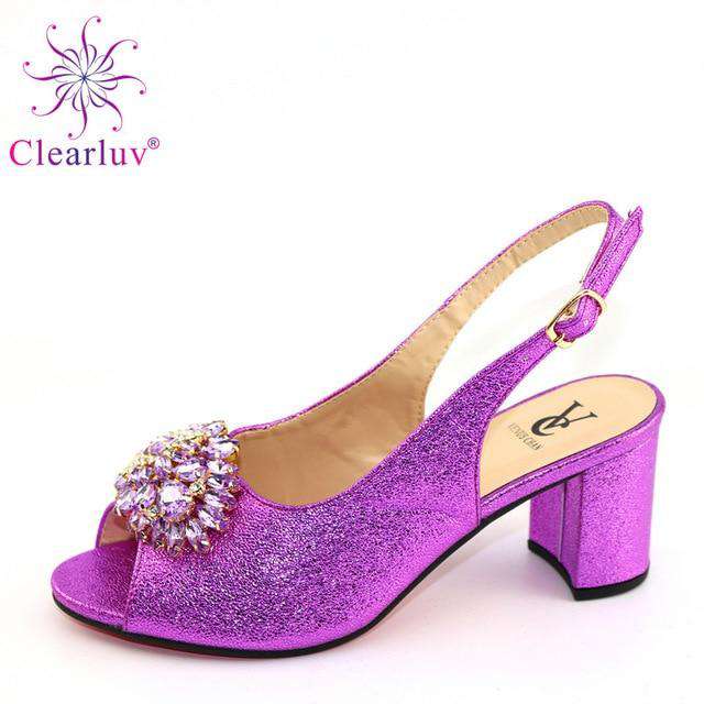 Latest ORANGE Shoe Italian Shoe and Bag Set for Party In Women Wedding Shoes Bride Cristal High Quality African Wedding Shoes