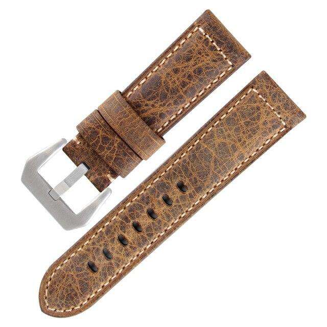 24MM Italian Retrol Cow Leather Watchband for Luxury Universal Watches Strap Band For P-anerai Man PAM Bracelet Handmade Tool - Gustobene