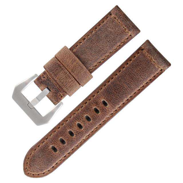 24MM Italian Retrol Cow Leather Watchband for Luxury Universal Watches Strap Band For P-anerai Man PAM Bracelet Handmade Tool - Gustobene