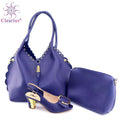 New Arrival Italian  Royal  Blue Color Shoes And Bag Set For Wedding Party African High Heels Shoes And Bag Set Size 38-42