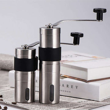 2 Size Manual Ceramic Coffee Grinder Stainless Steel Adjustable Coffee Bean Mill With Rubber Loop Ring Easy Clean Kitchen Tools - Gustobene