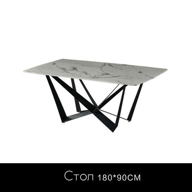 Marble dining table Italian minimalist light luxury one table four chairs modern simple wrought iron dining table combination - Gustobene