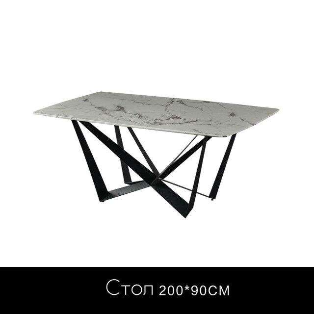 Marble dining table Italian minimalist light luxury one table four chairs modern simple wrought iron dining table combination - Gustobene
