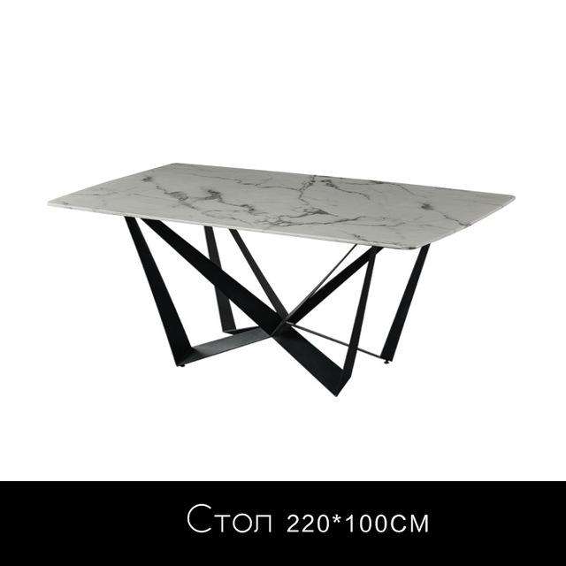 Marble dining table Italian minimalist light luxury one table four chairs modern simple wrought iron dining table combination - Gustobene