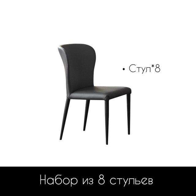 Marble dining table Italian minimalist light luxury one table four chairs modern simple wrought iron dining table combination - Gustobene