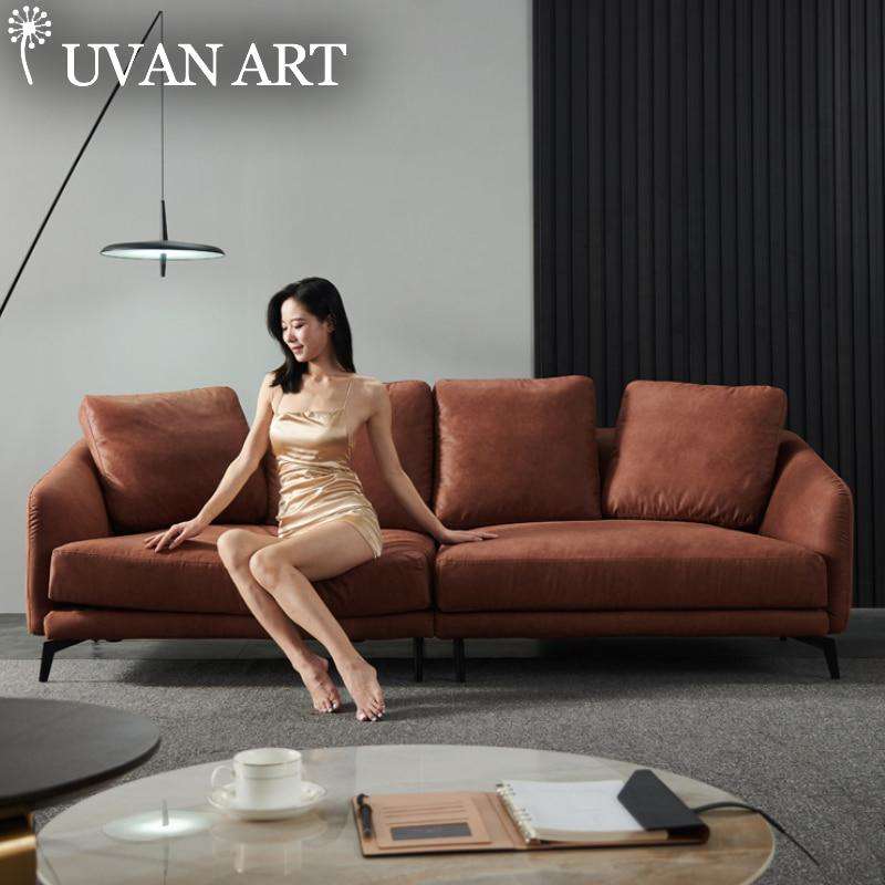 Disposable technical cloth sofa small apartment modern simple orange super soft sofa Nordic Italian minimalist fabric sofa - Gustobene