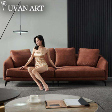 Disposable technical cloth sofa small apartment modern simple orange super soft sofa Nordic Italian minimalist fabric sofa - Gustobene