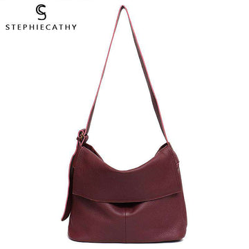 SC High Quality Italian Leather Messenger Bag Women Casual Flap Shoulder Bag Ladies Luxury Leather Handbag Femal Large Crossbody - Gustobene