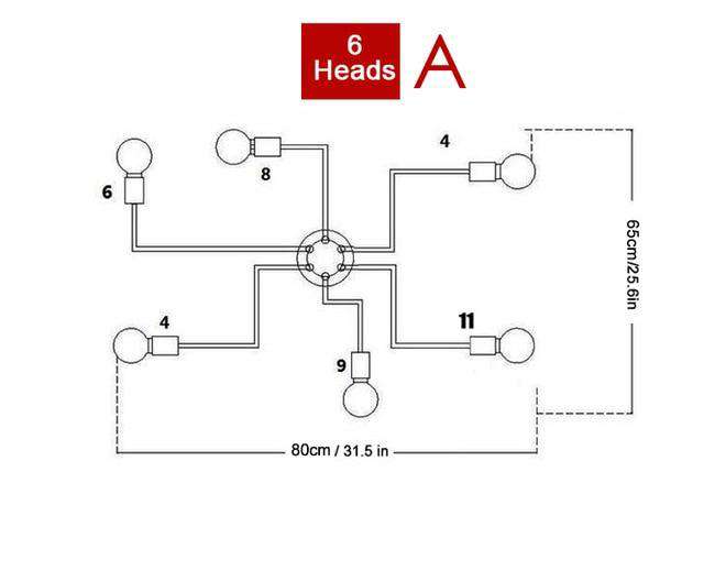 Multiple Rod Metal Chandelier - Gustobene