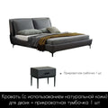 Tall bed Italian minimalist light luxury leather bed double 2 meters 2.2 large bed full leather gray bed modern minimalist - Gustobene