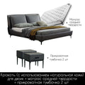 Tall bed Italian minimalist light luxury leather bed double 2 meters 2.2 large bed full leather gray bed modern minimalist - Gustobene